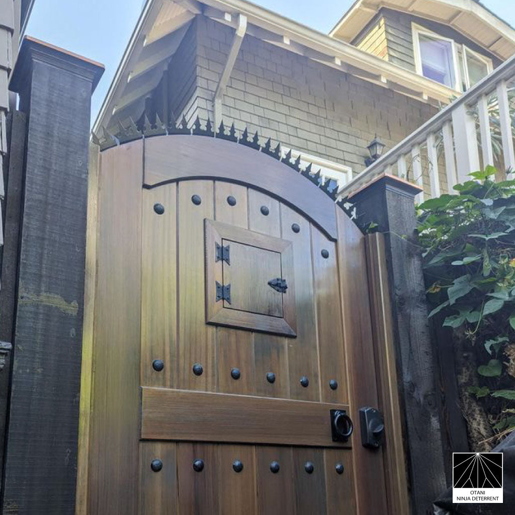 GIZAGIZA black dual heart spike installed on modern door – clean design and security in harmony