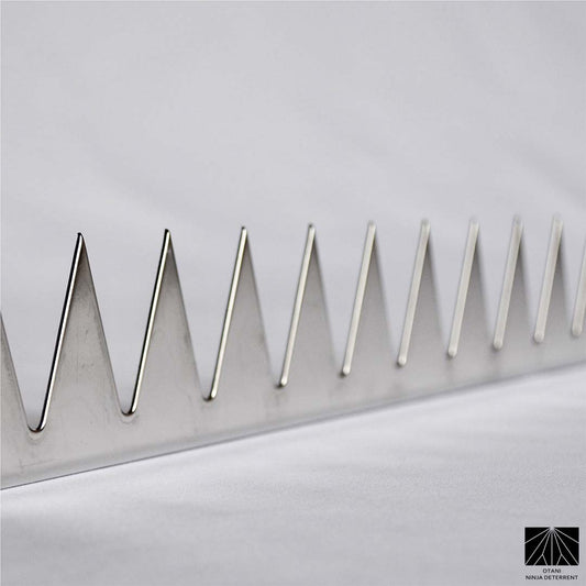 Japanese-made stainless security spike with sharp triangular blades for elegant perimeter and bird deterrence