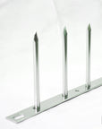 Minimalist None-bladed Ninja Deterrent™ in silver—aesthetic spike system for pigeons and trespassers