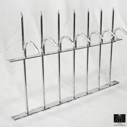 Galvanized Ninja Deterrent security spikes providing rust-resistant bird and anti-climb protection
