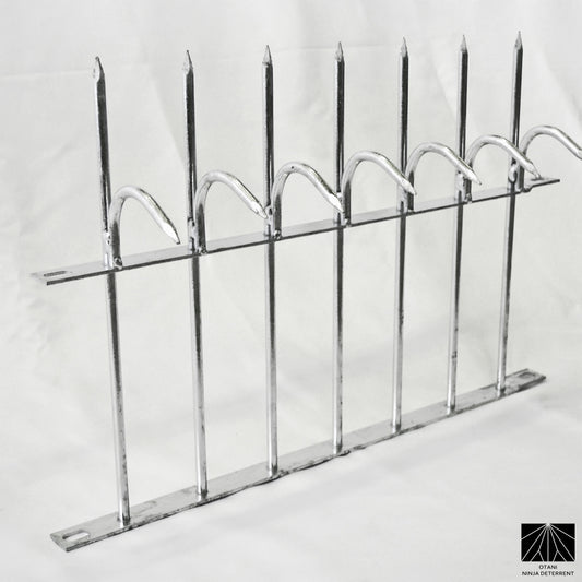 Galvanized Ninja Deterrent security spikes providing rust-resistant bird and anti-climb protection
