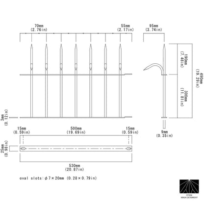Single-bladed Long Ninja Deterrent™ blueprint—detailed specs for architects and bird control planners